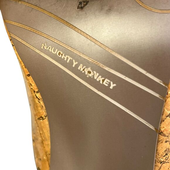 Naughty Monkey High Heel Shoes Womens Size 6.5 Cork Animal Fur - Picture 10 of 11